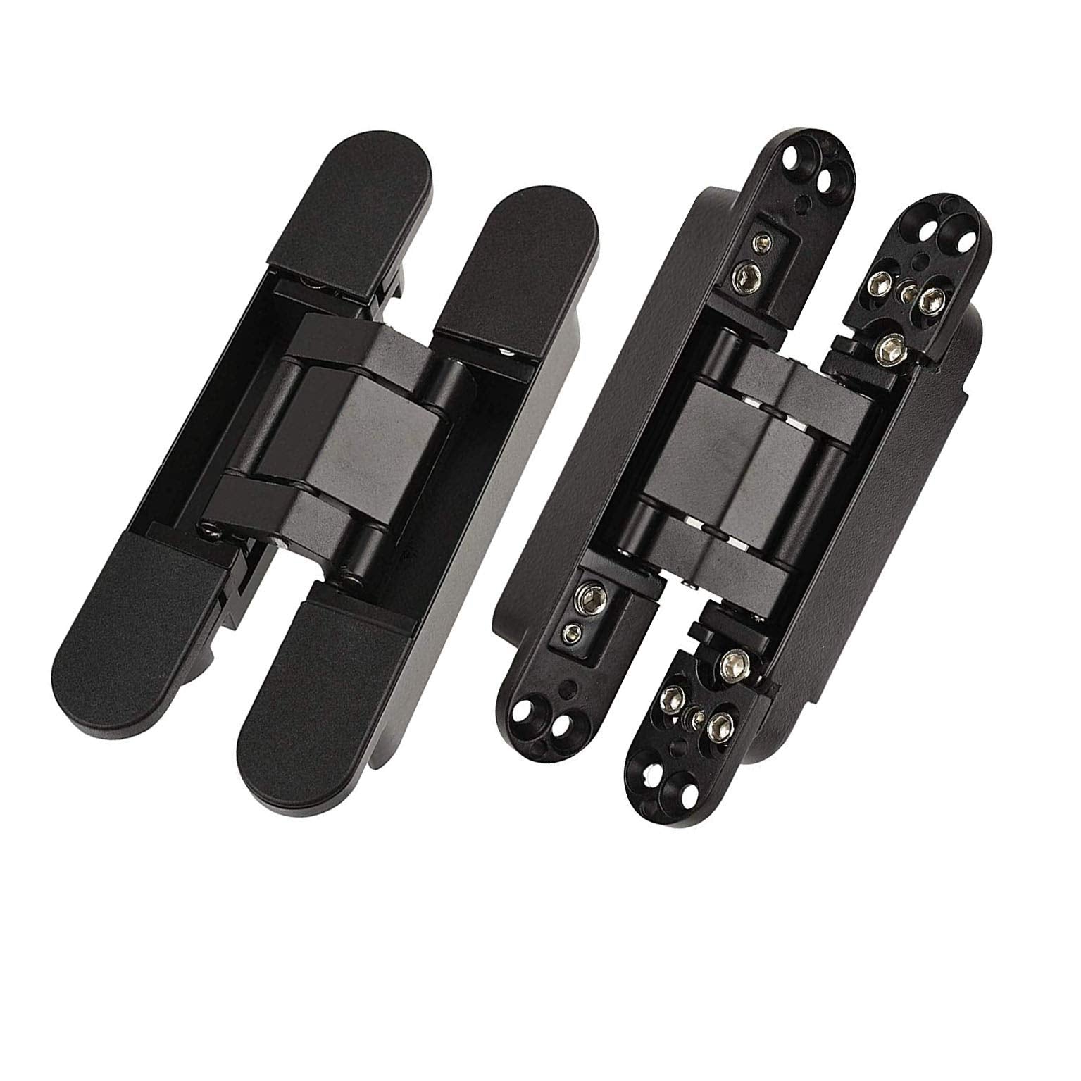 TamBee hidden door hinge black front view demonstrates a seamless concealed look for secret door setups