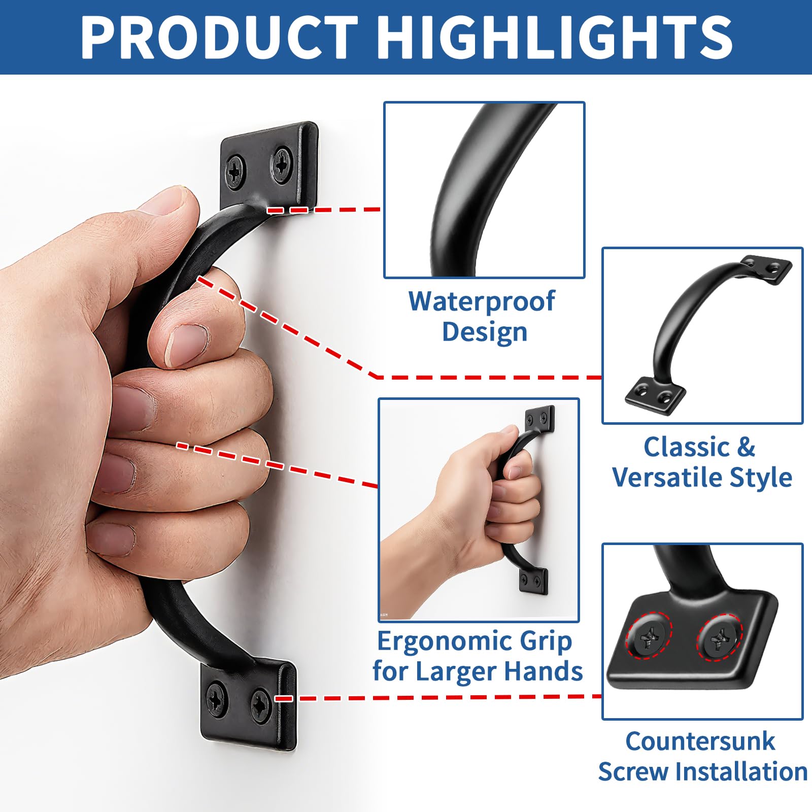 TamBee outdoor fence gate handle in sleek black metal for long-lasting outdoor use