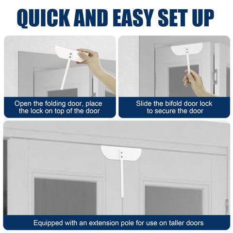 TAMIDN Bifold Door Lock installation closeup shows no-drill design for easy setup