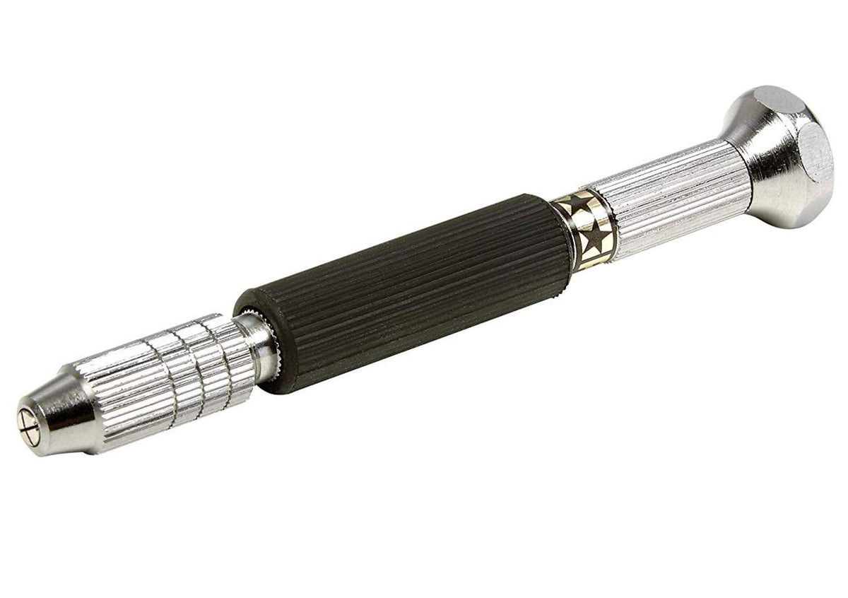 TAMIYA 74112 Fine Pin Vise top view shows compact, precise drilling potential.