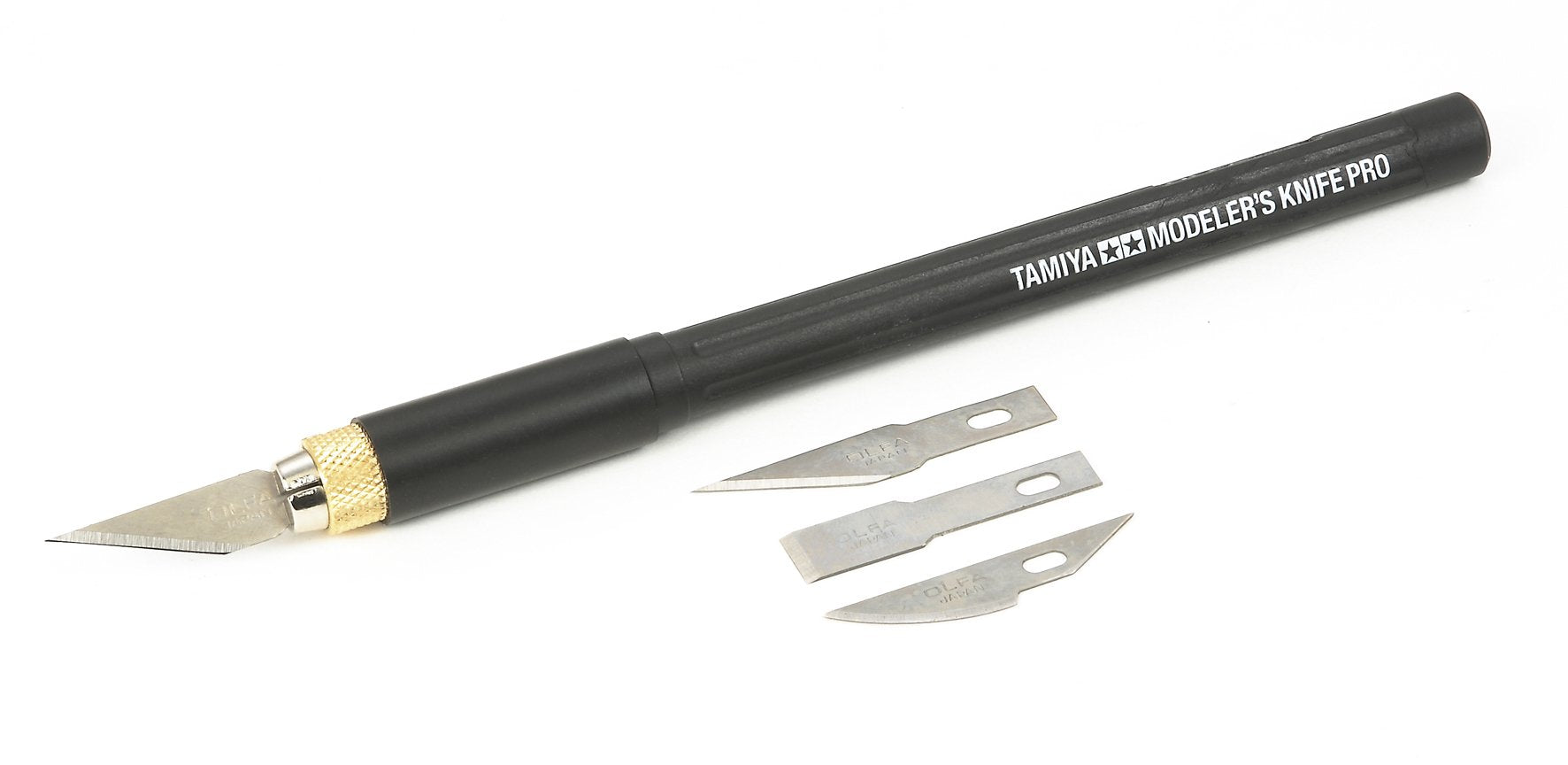 TAMIYA Modeler's Knife Pro with straight blade set for precise trimming.