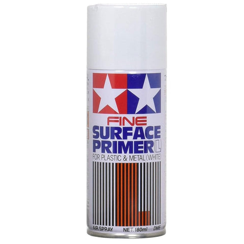 Tamiya Primer White 180ml can viewed from top for a smooth base coat.