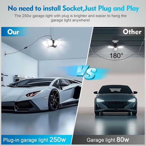 Two TANBABY garage lights connected for seamless, broad coverage