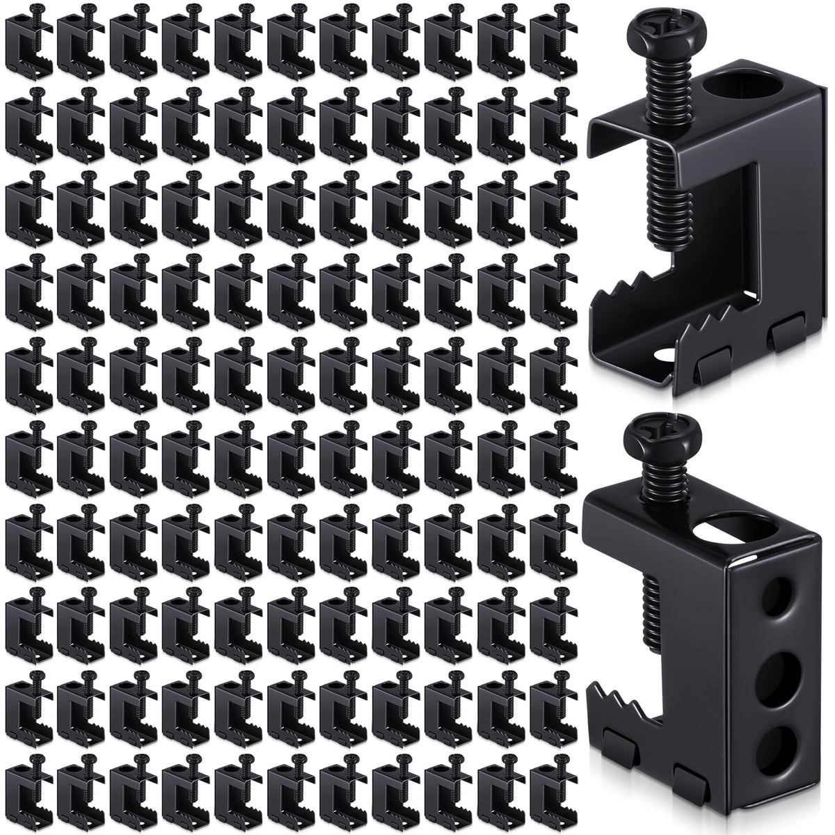 Tandefio beam clamps in a 100-piece pack for large projects.