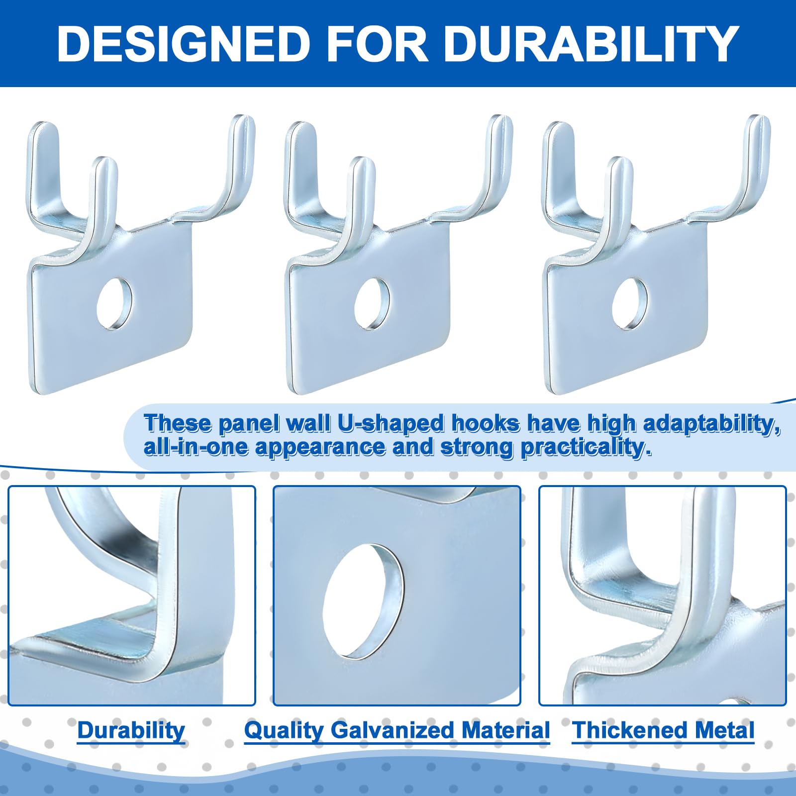 Tandefio pegboard hooks for picture hanging provide rust-resistant stability.