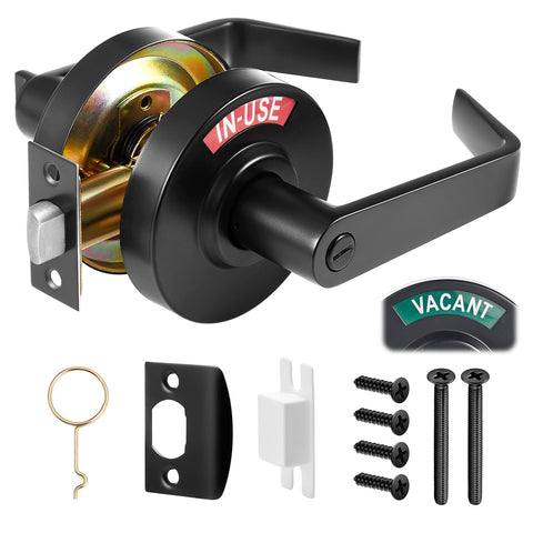 Tandefio vacant-occupied bathroom lock front view with green VACANT indicator for clear signaling