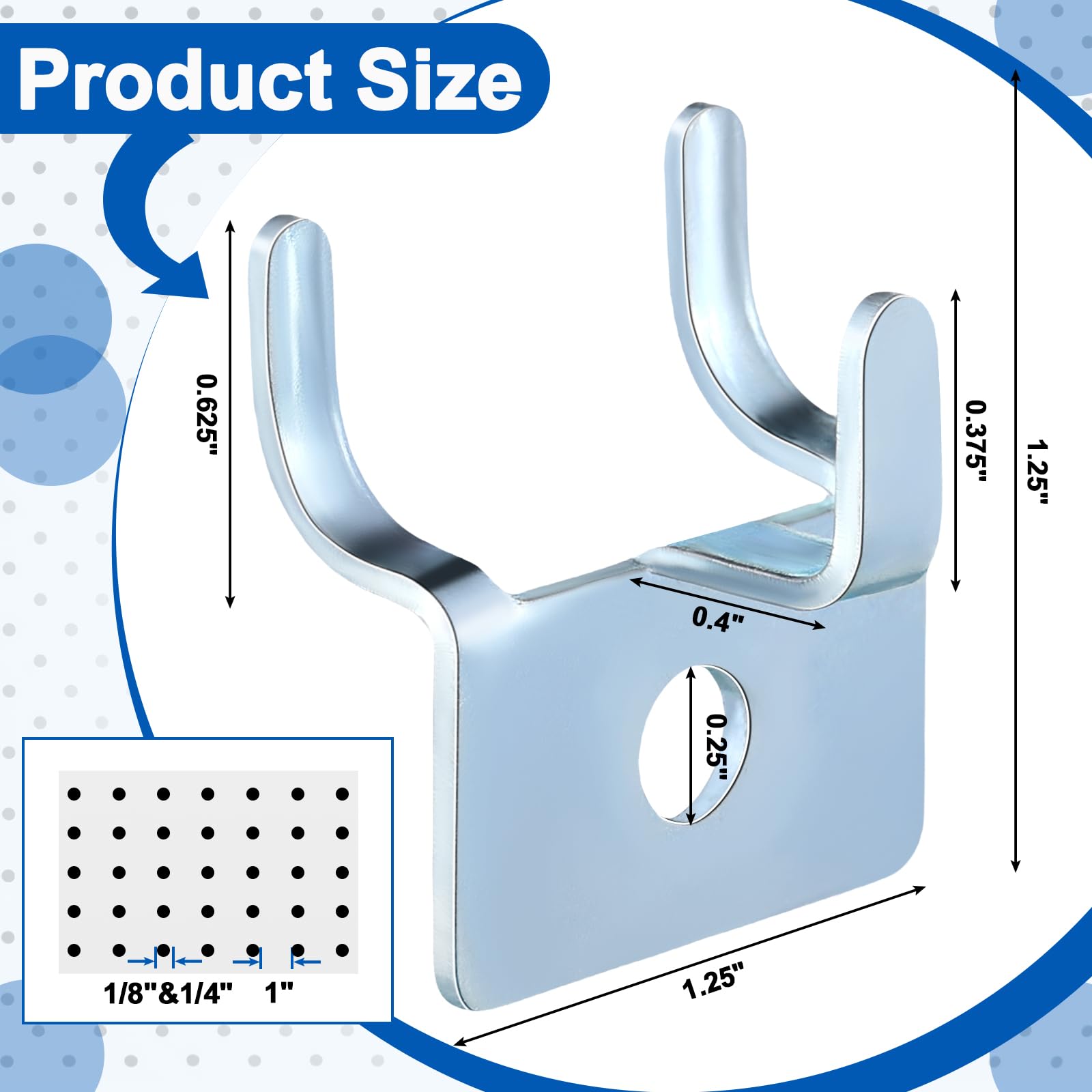 Tandefio J-shaped hooks on pegboard ready to hang items.