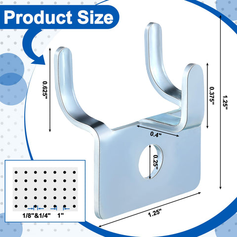Tandefio J-shaped hooks on pegboard ready to hang items.