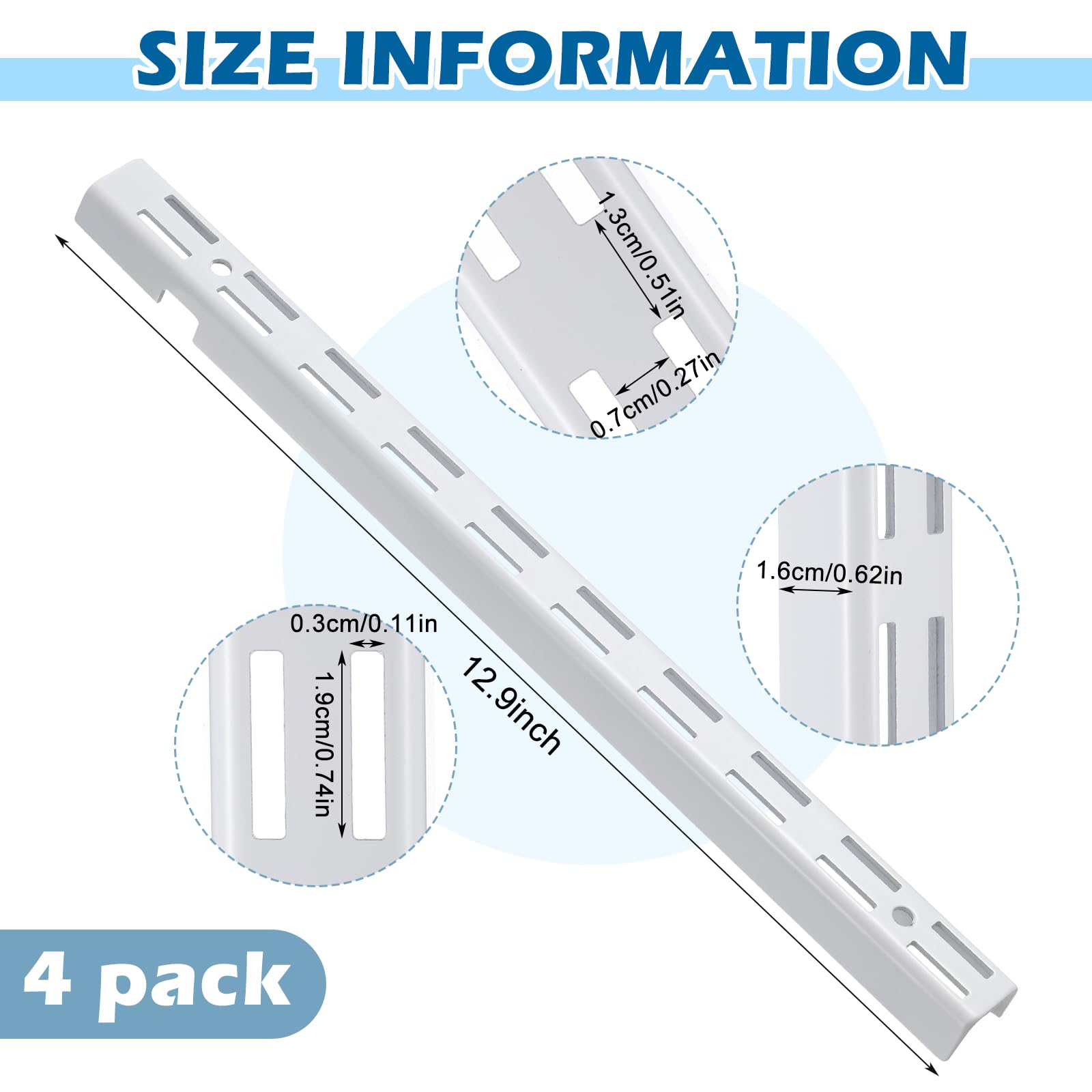 Tandefio white metal bracket rail with notched design for simple mounting.
