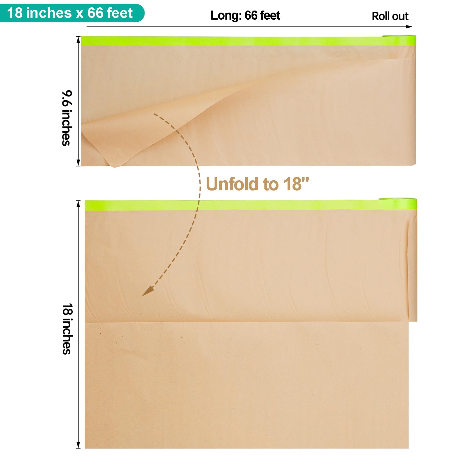 Tangibay 18x66' masking paper roll ready for efficient protection.