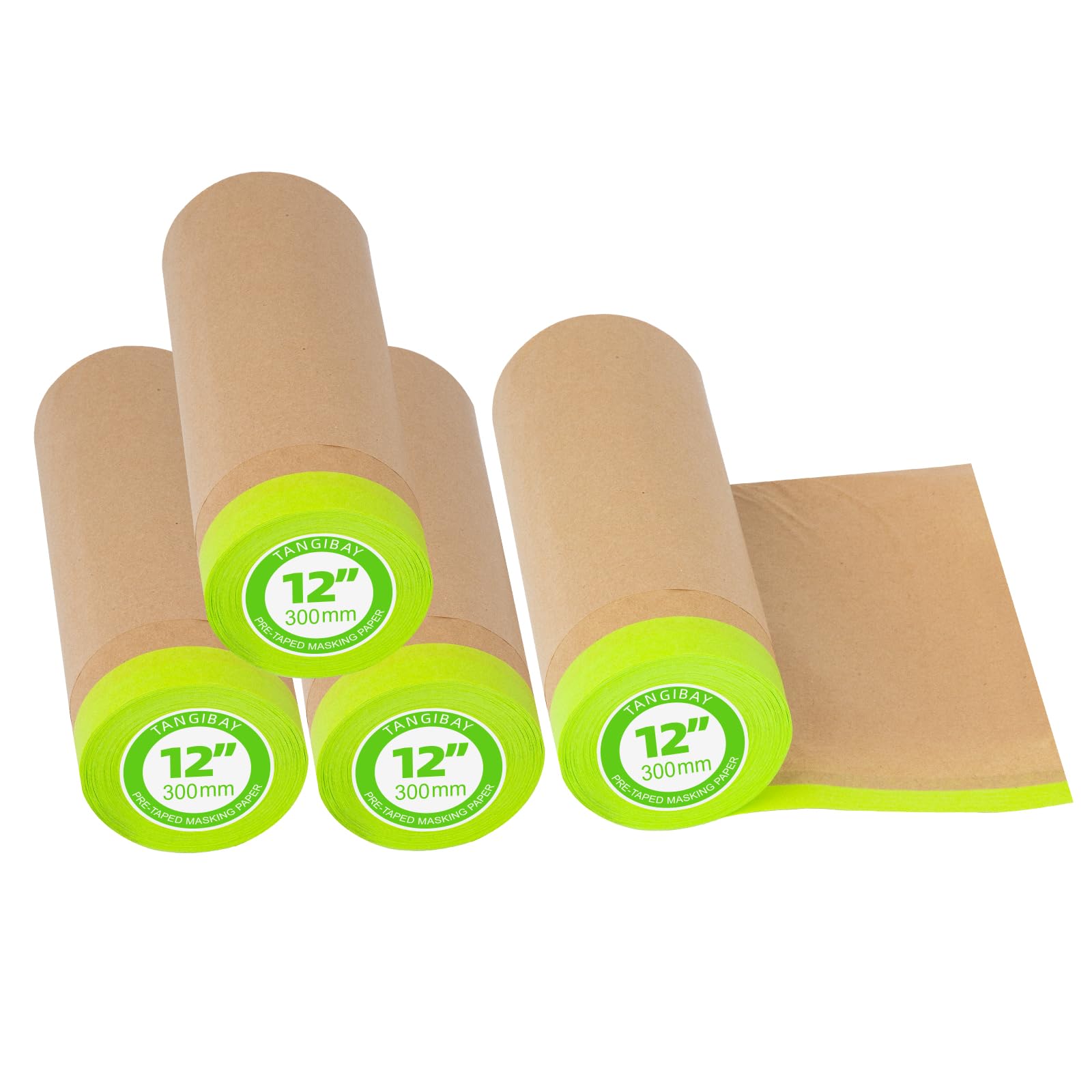 Tangibay pre-taped masking paper covers skirting for a clean paint edge.