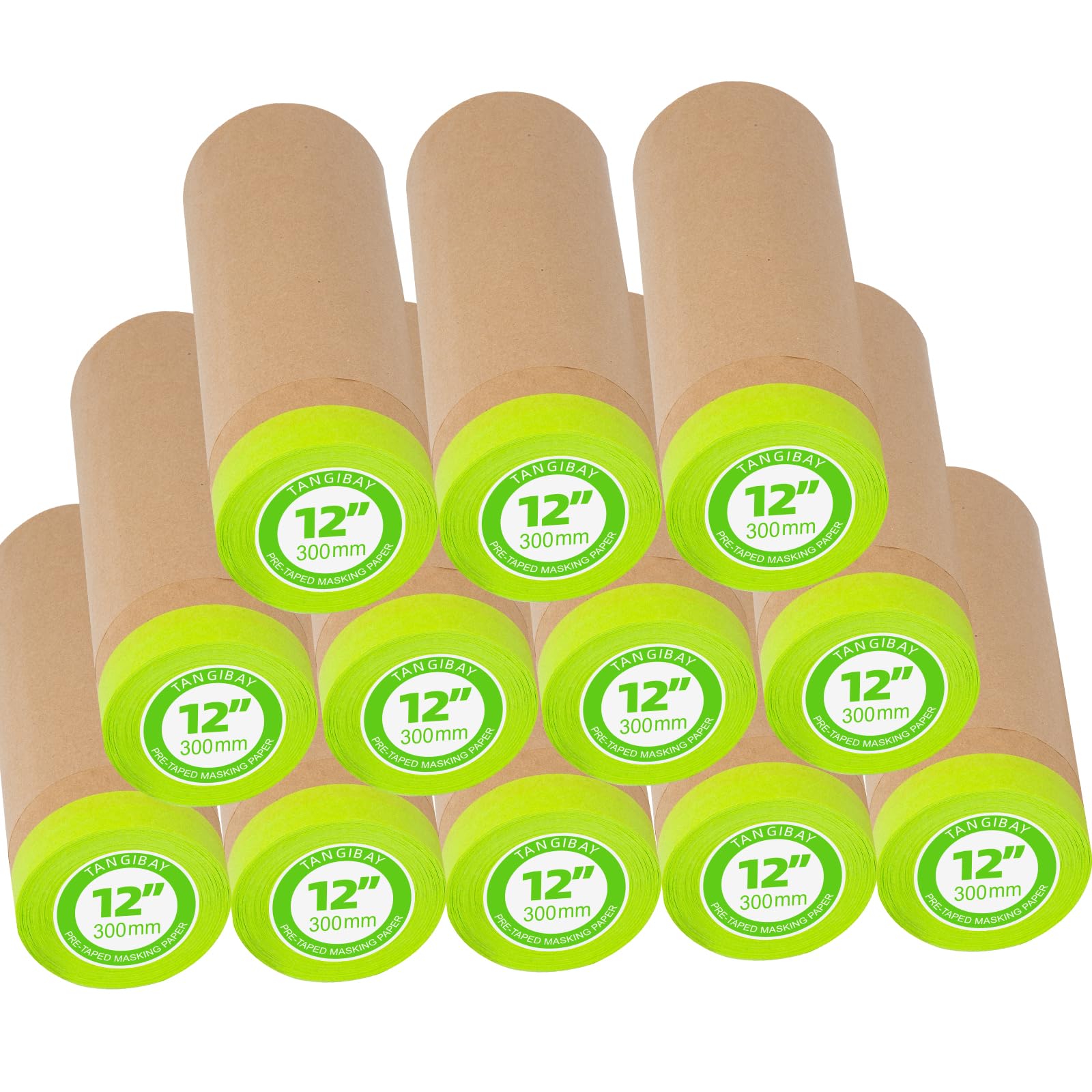 Tangibay pre-taped masking paper roll protecting skirting for clean painting lines.