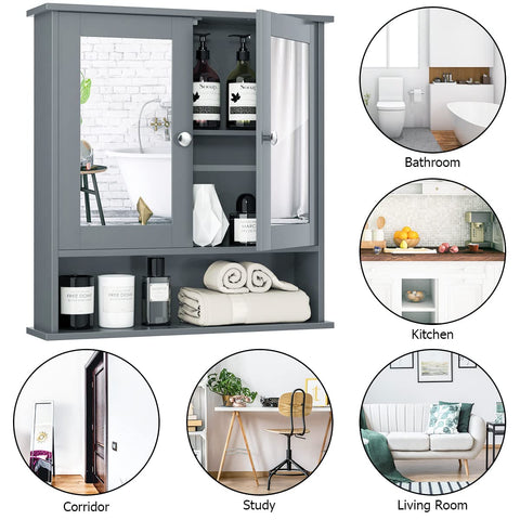 Modern bathroom featuring the Tangkula gray cabinet.