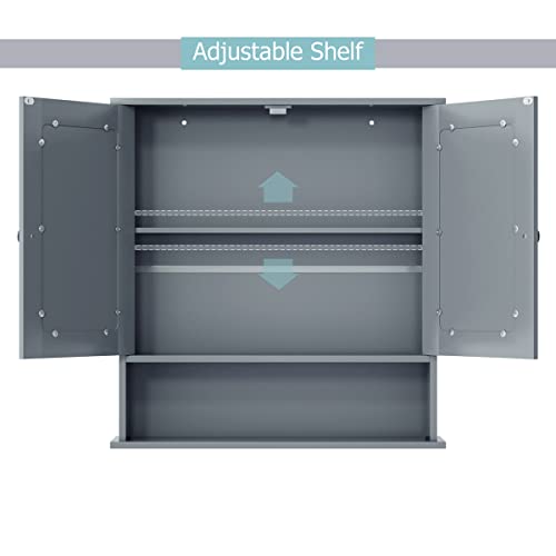 Tangkula gray cabinet in a coordinated gray-modern bathroom.