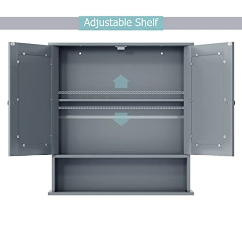 Tangkula gray cabinet in a coordinated gray-modern bathroom.