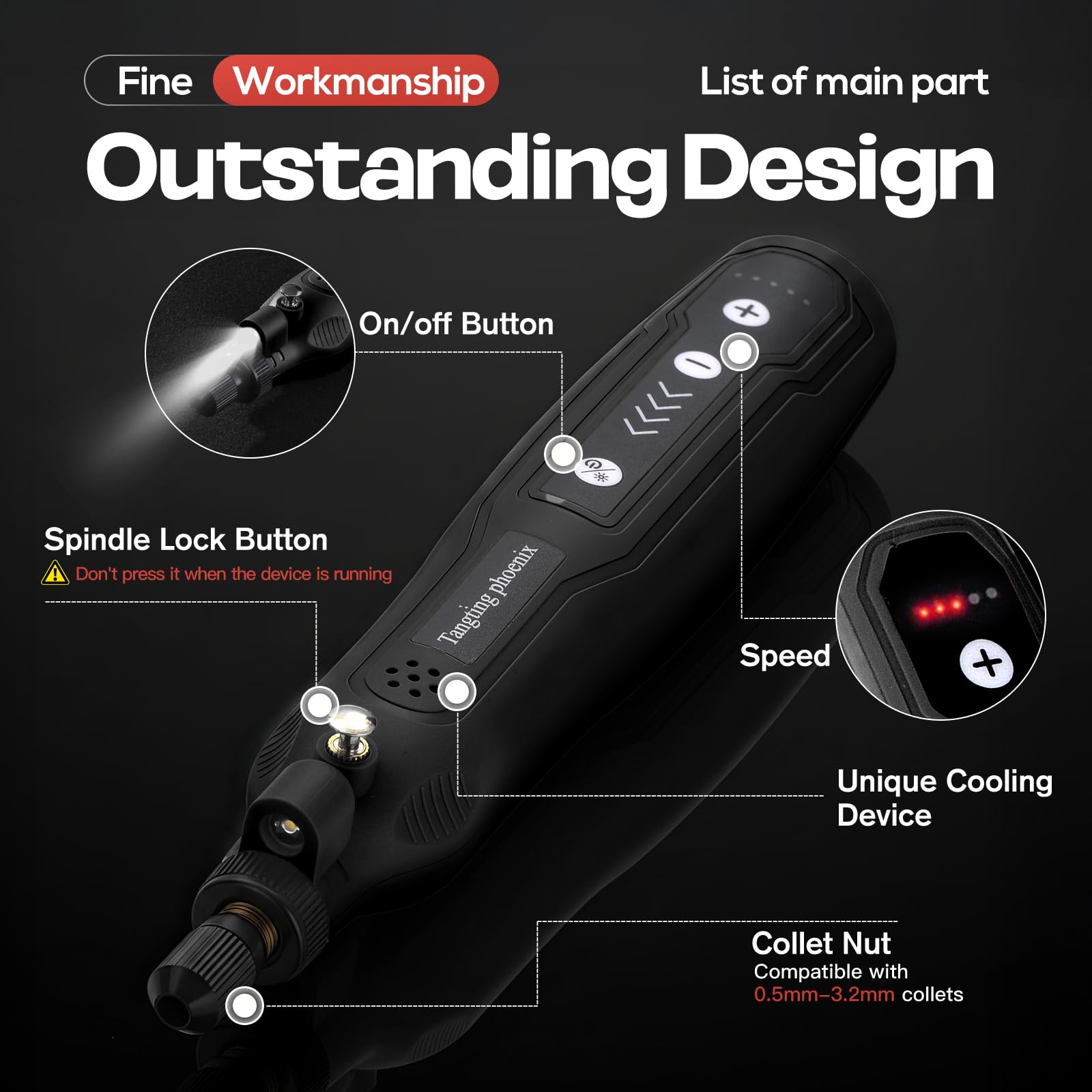 Tangting Phoenix Pro ergonomic pen grip aids long engraving sessions