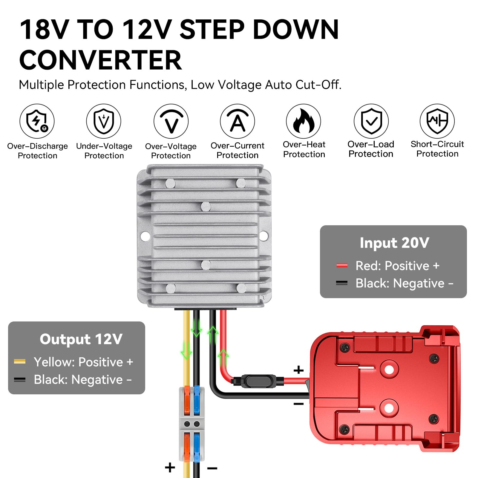 TANHEYIN buck converter with switch enabling safe 12V lighting