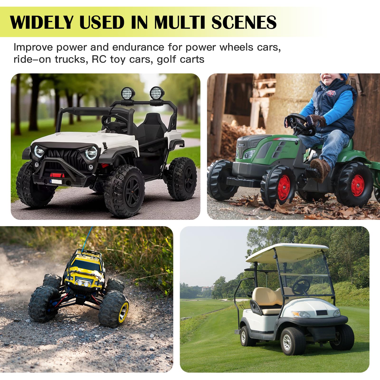 TANHEYIN RC toy car application demonstrates versatile 12V power for hobbies.