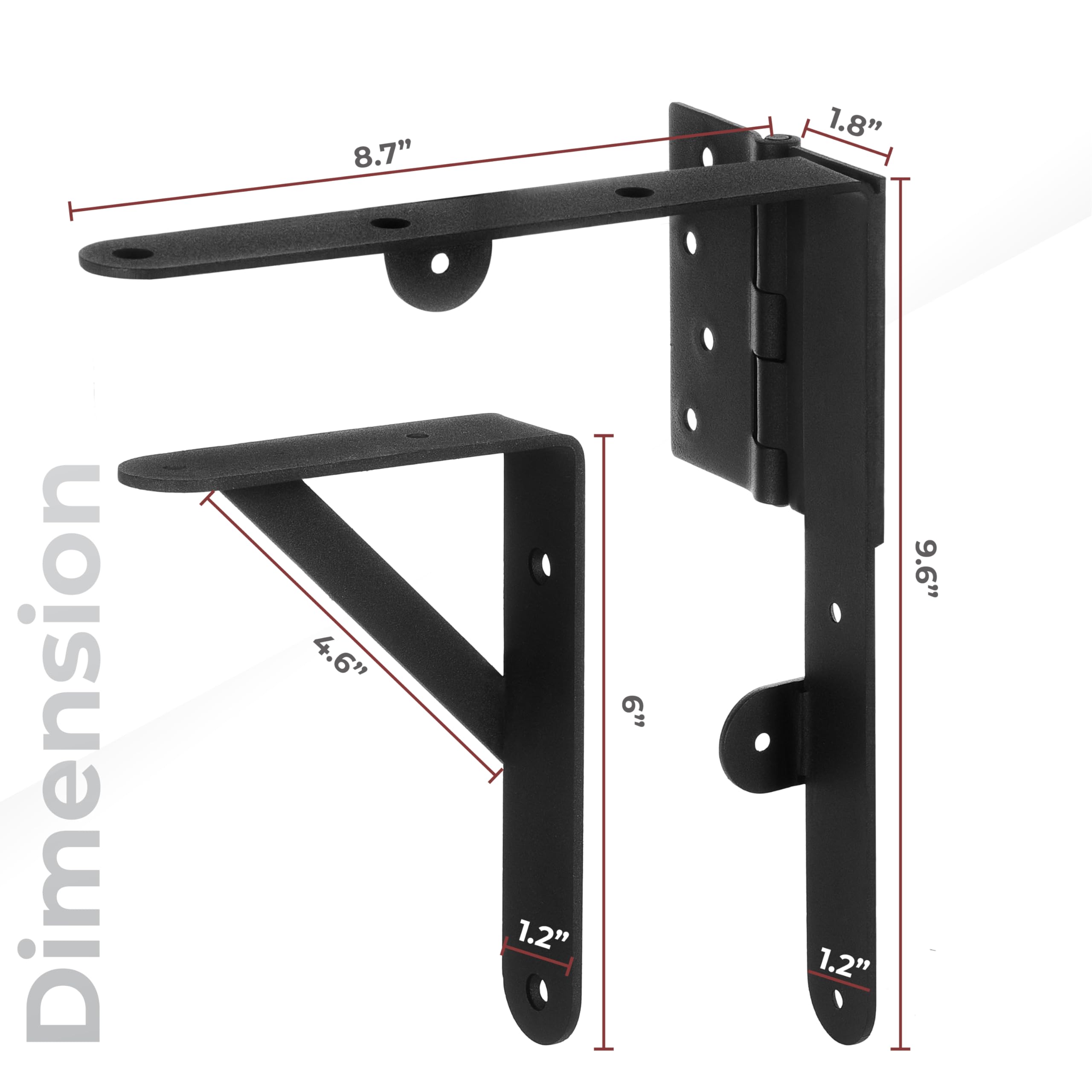 TANIVO hinges closeup on 90-degree brackets show sturdy alignment for gates