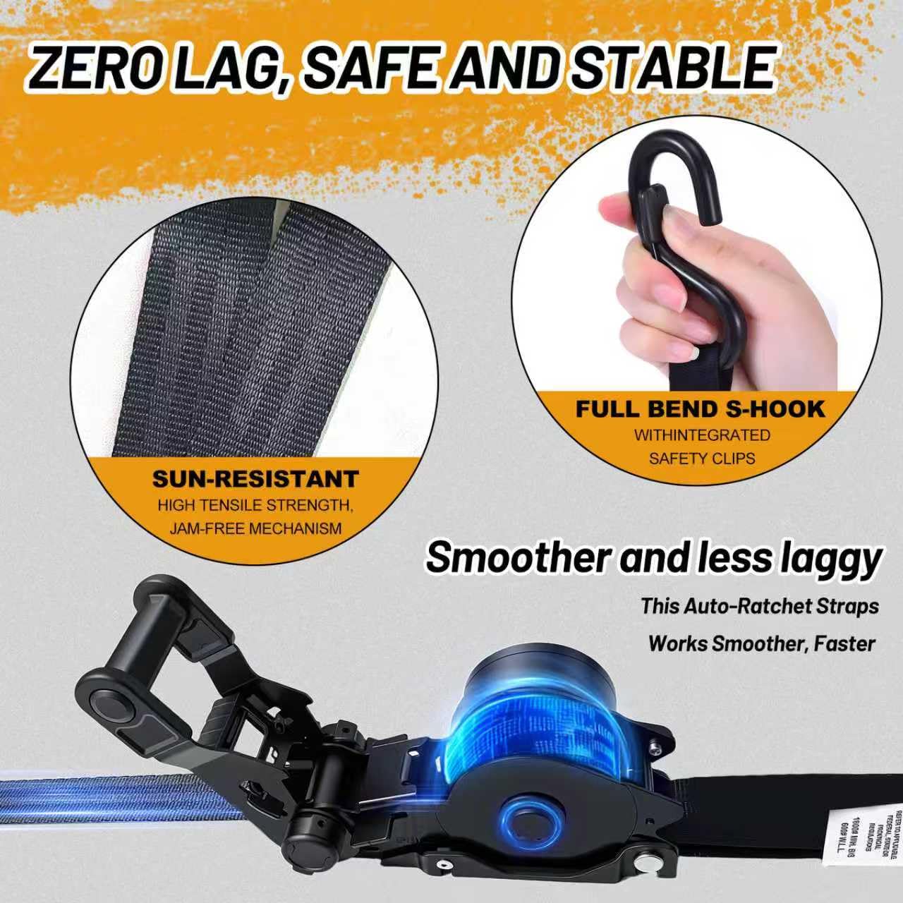 Tankpowersport strap in use on a truck bed demonstrates quick restraint