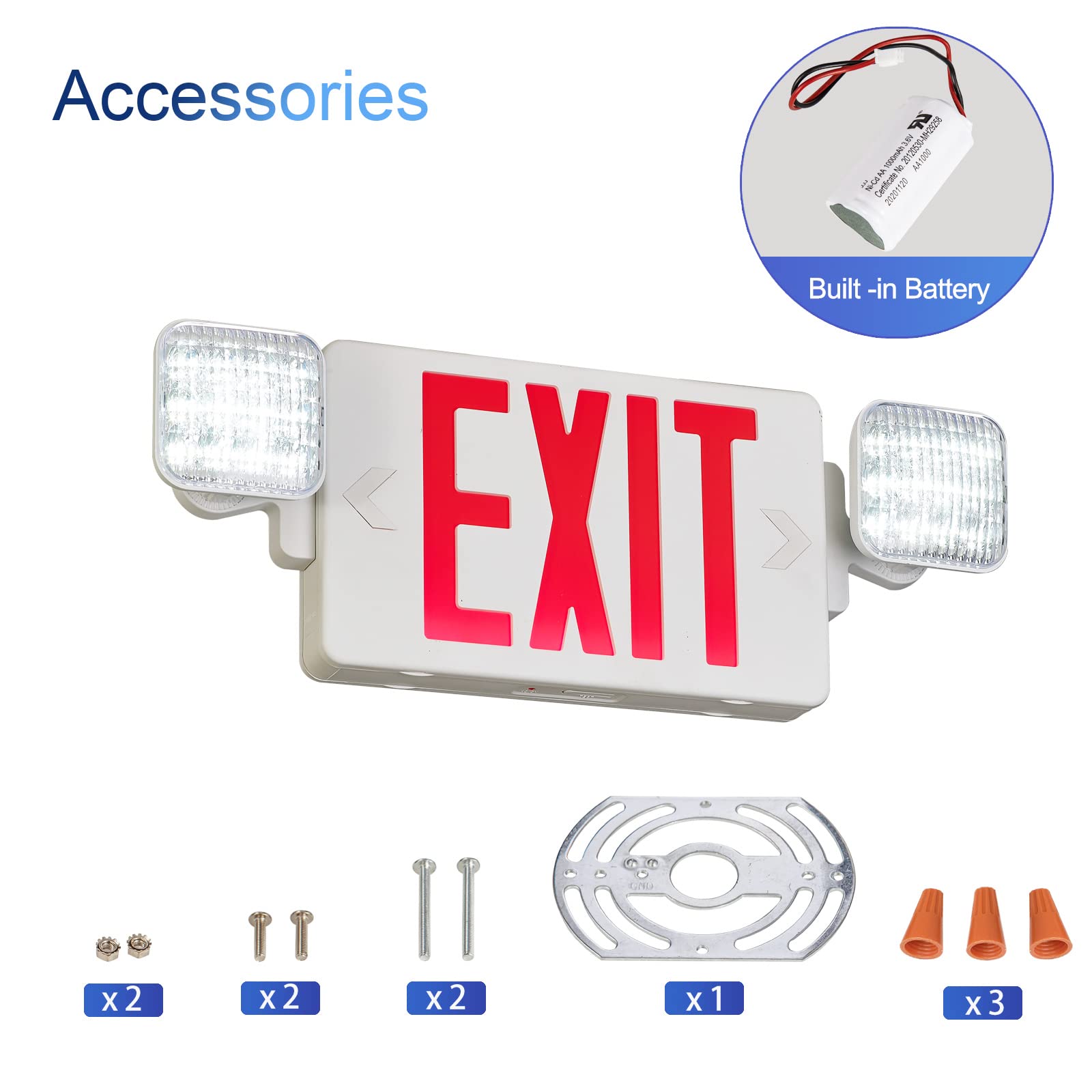 TANLUX exit sign demonstrating three mounting options for flexible installation.