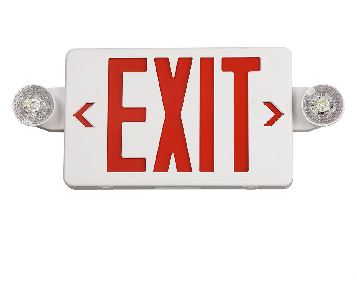 TANLUX red exit sign with emergency light for safe egress.