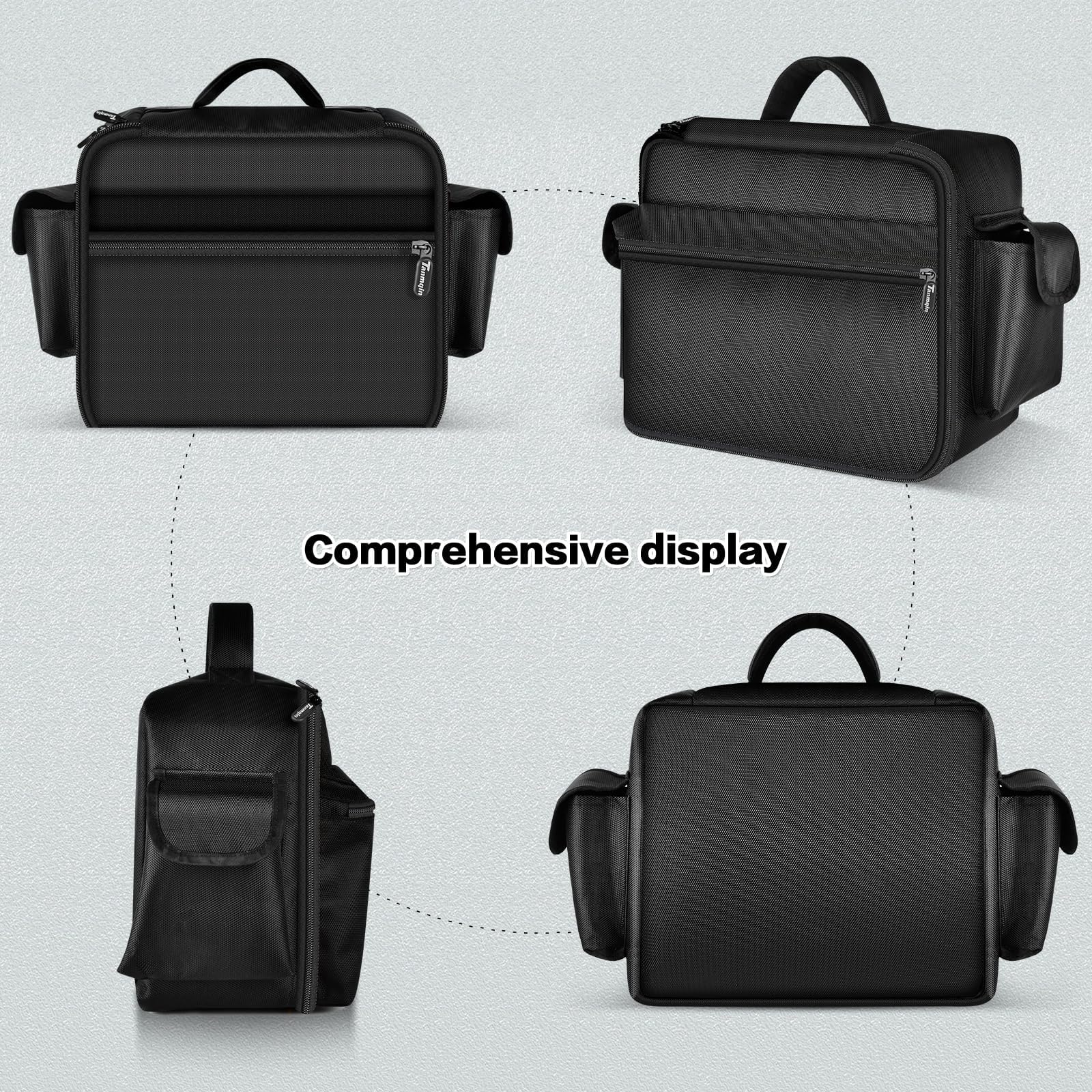 Tanmqin case with accessory pockets keeps chargers and hoses organized