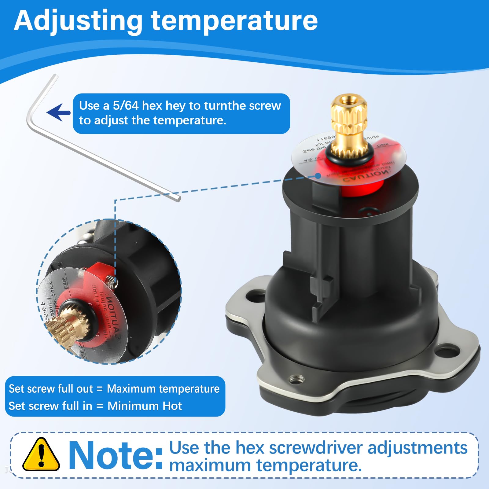 Tanxury pressure balancing unit maintains steady temperature during showers.
