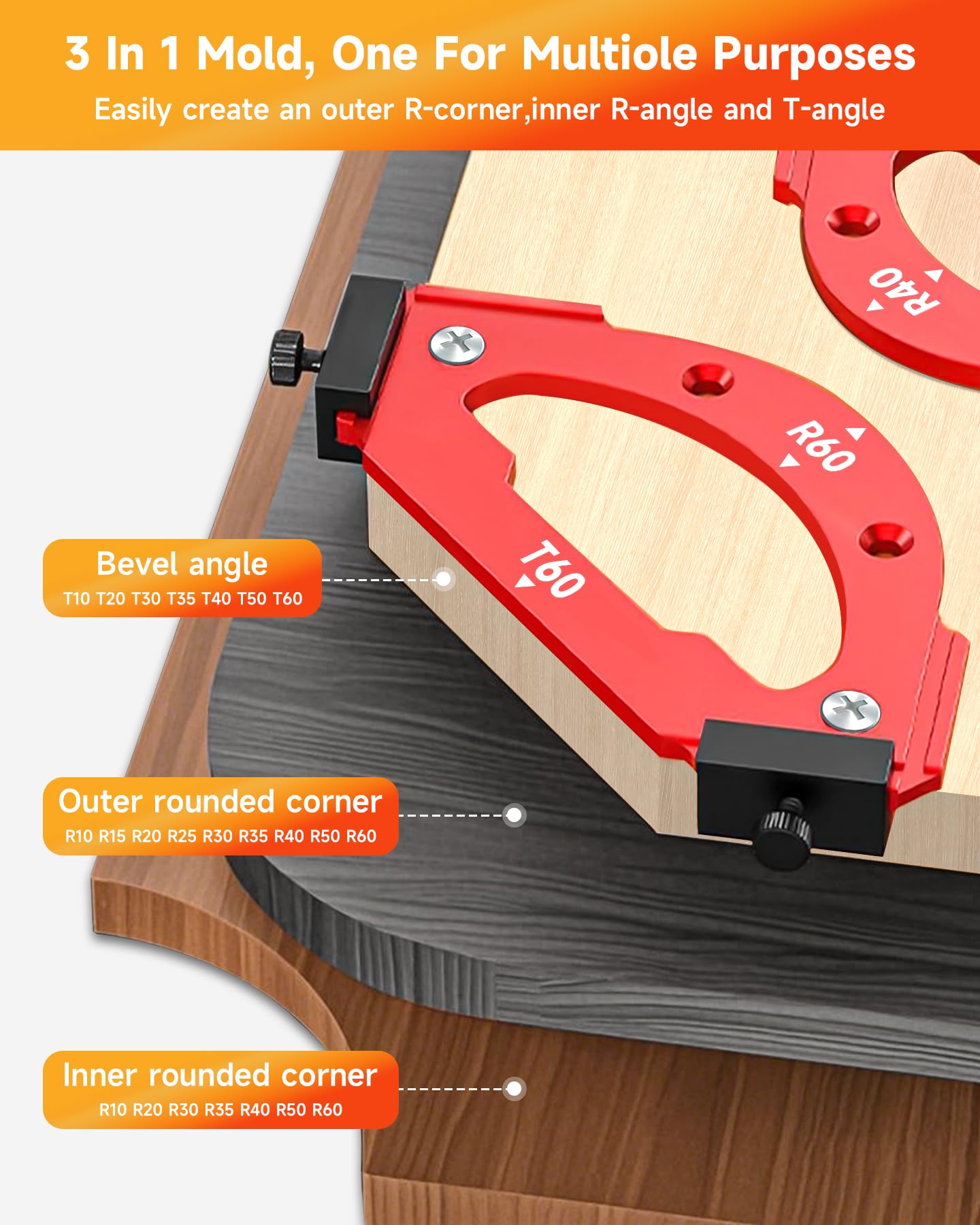TANYO router radius template angled guide for precise oblique edges