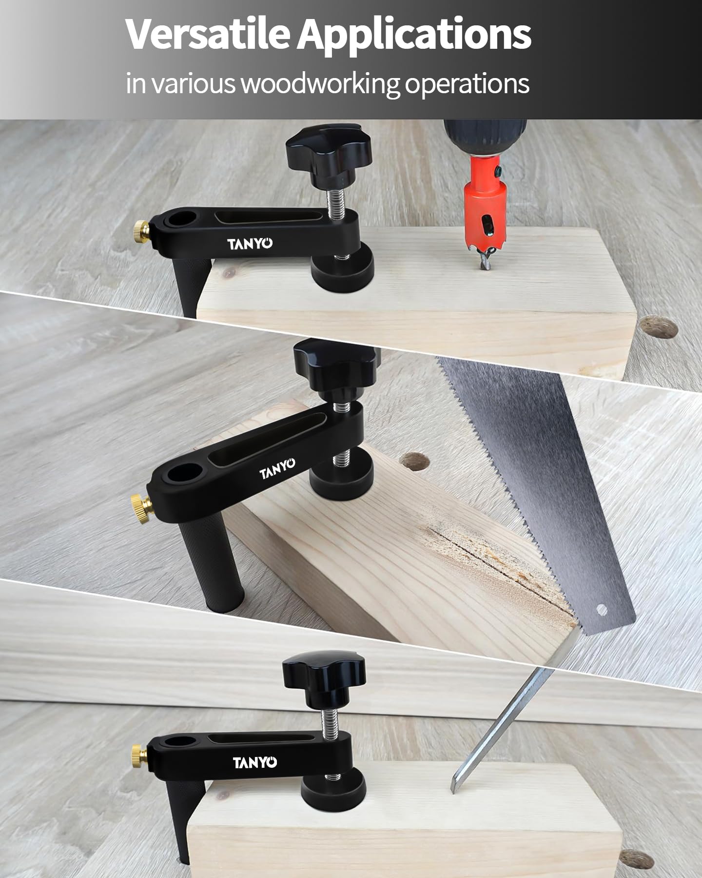 TANYO bench clamp in action during a cutting task
