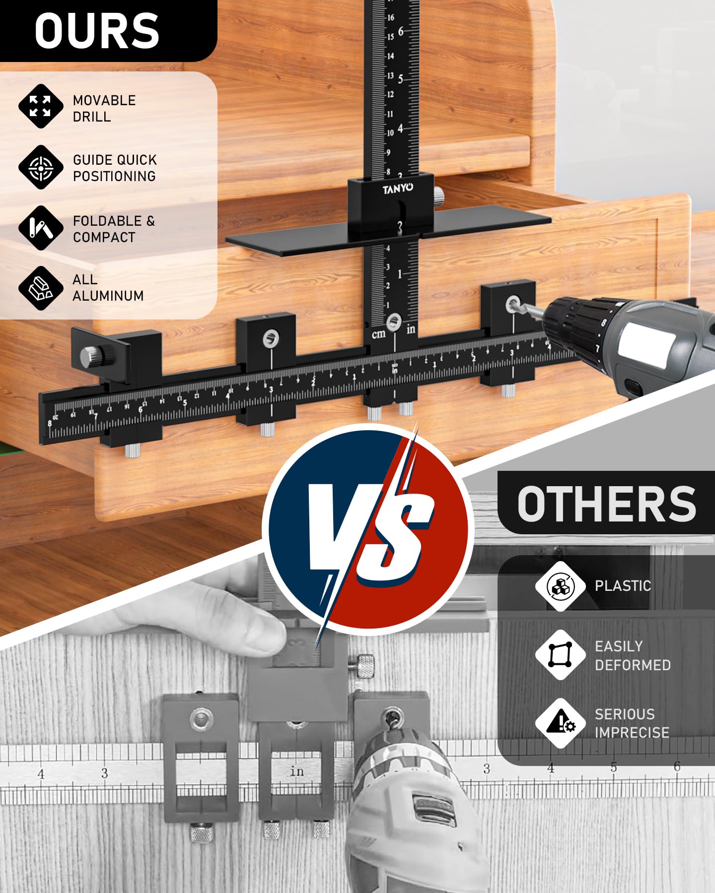 TANYO cabinetHardware jig with anodized surface for wear resistance