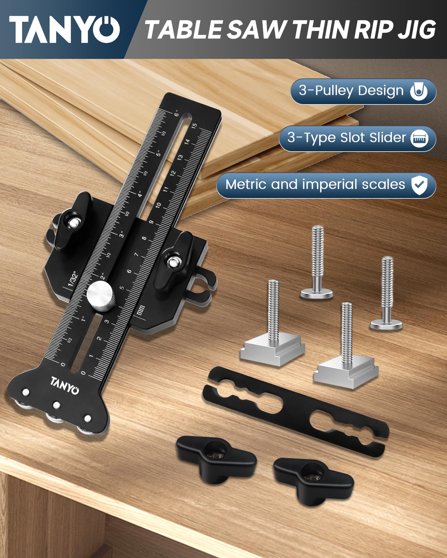 TANYO thin rip jig scale indicators for imperial and metric accuracy