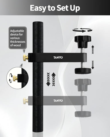 TANYO clamp with non-slip pads protects delicate wood surfaces during clamping