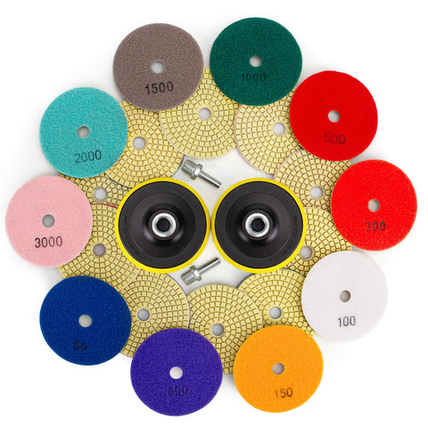 Tanzfrosch 50-grit diamond polishing pad for initial shaping on granite.