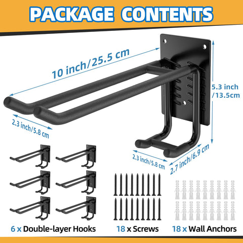 Tanzfrosch 6-pack garage hooks mounted on wall for sturdy storage