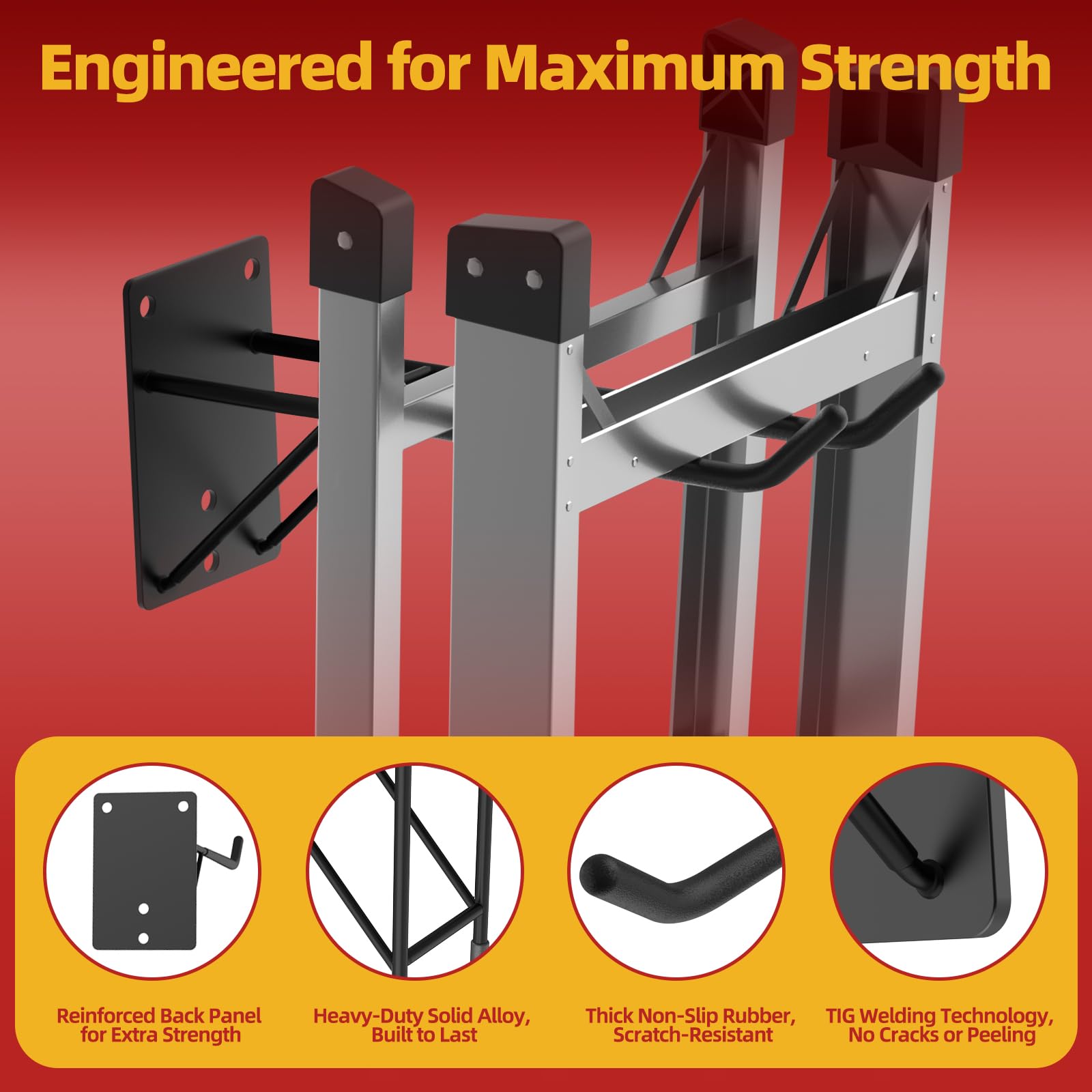 Tanzfrosch garden tool organizer hooks in use for tools and hoses.