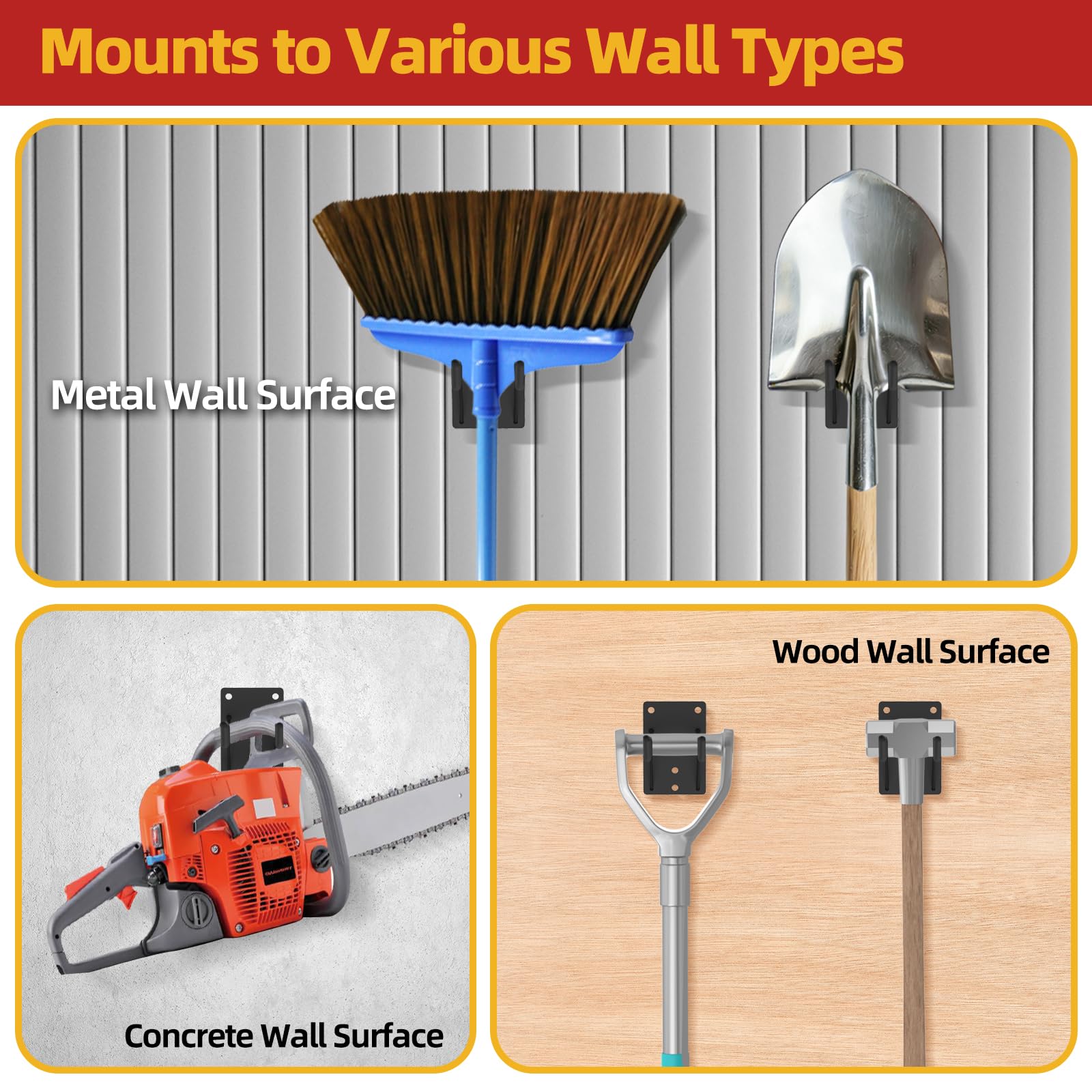 Tanzfrosch rugged hooks holding tires and bulky items securely.