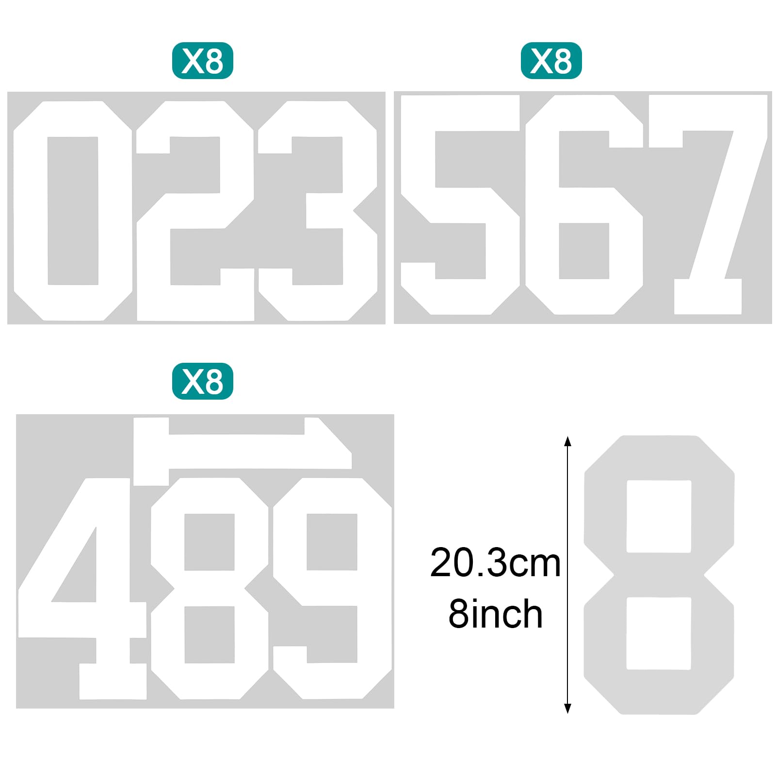 TaoBary vinyl digits 0-9 eight-inch white for doors and mailboxes