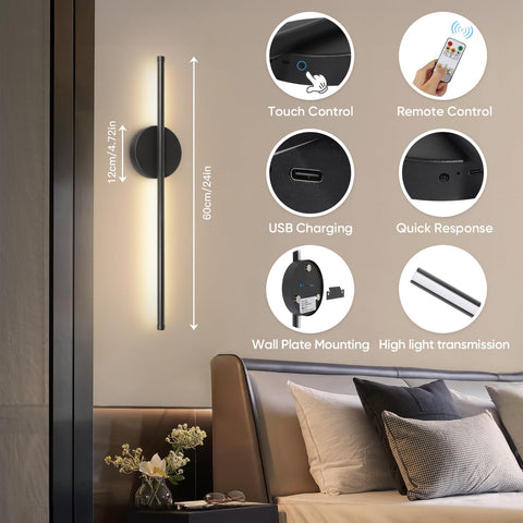 TaoFiaCo 24-inch black wall sconces enhance modern home decor.
