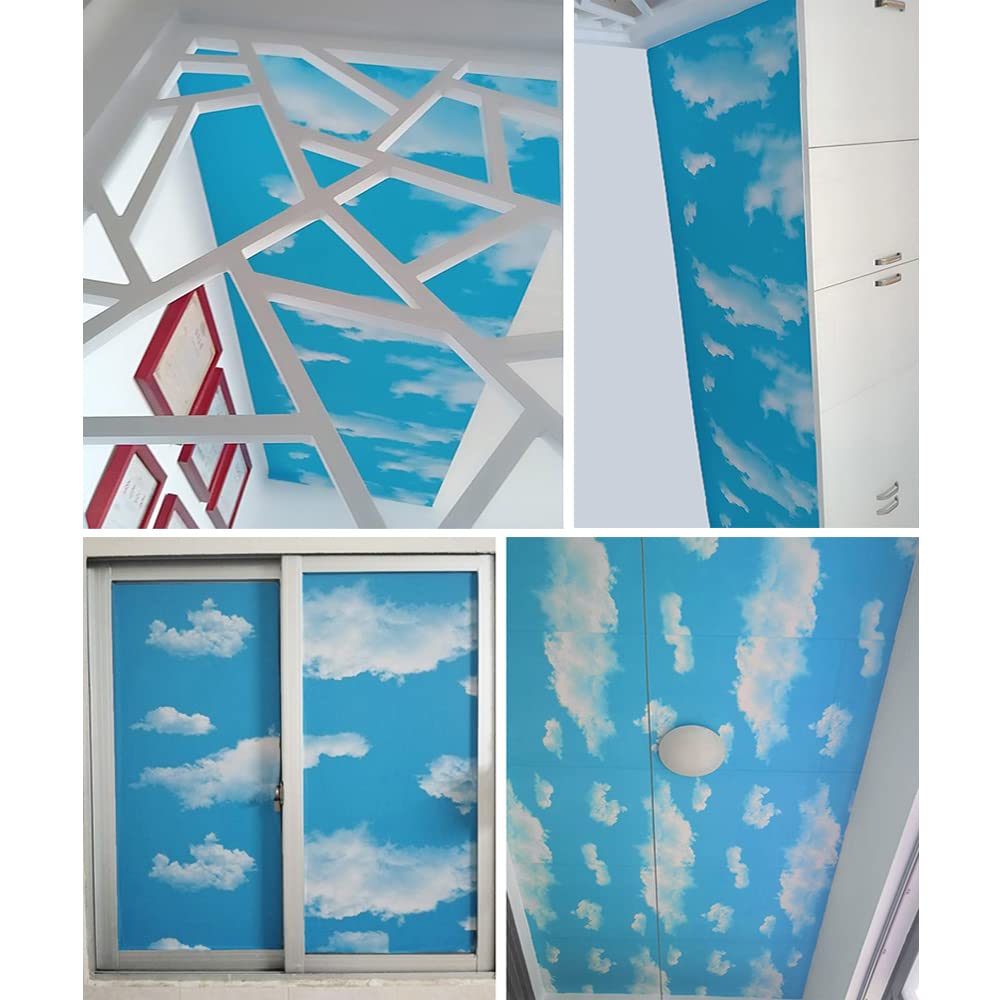 TAOGIFT Bathroom wall clouds wallpaper on vanity for a water-friendly finish