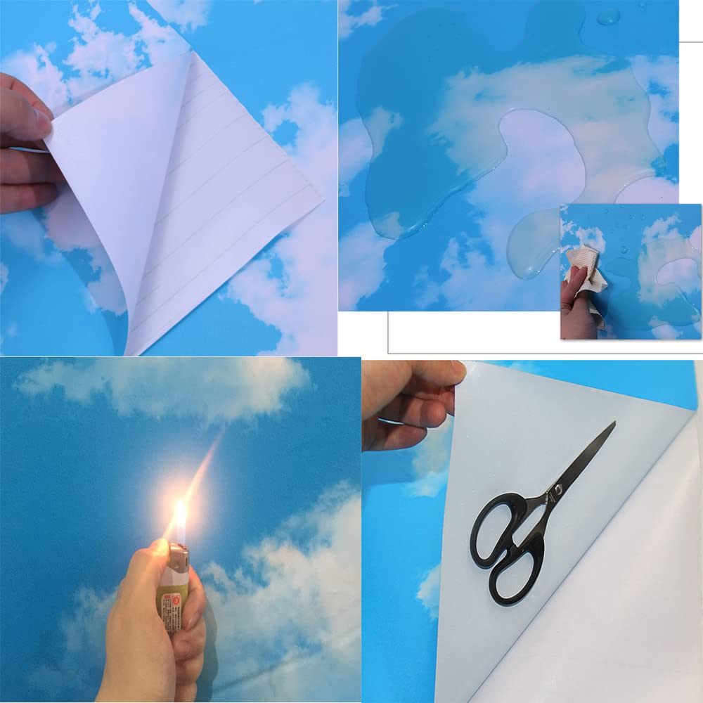 TAOGIFT Shelf liner with blue sky clouds for easy cleaning and organization