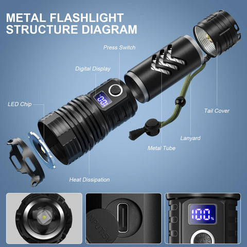 taoquwe flashlight in hand during a night hike