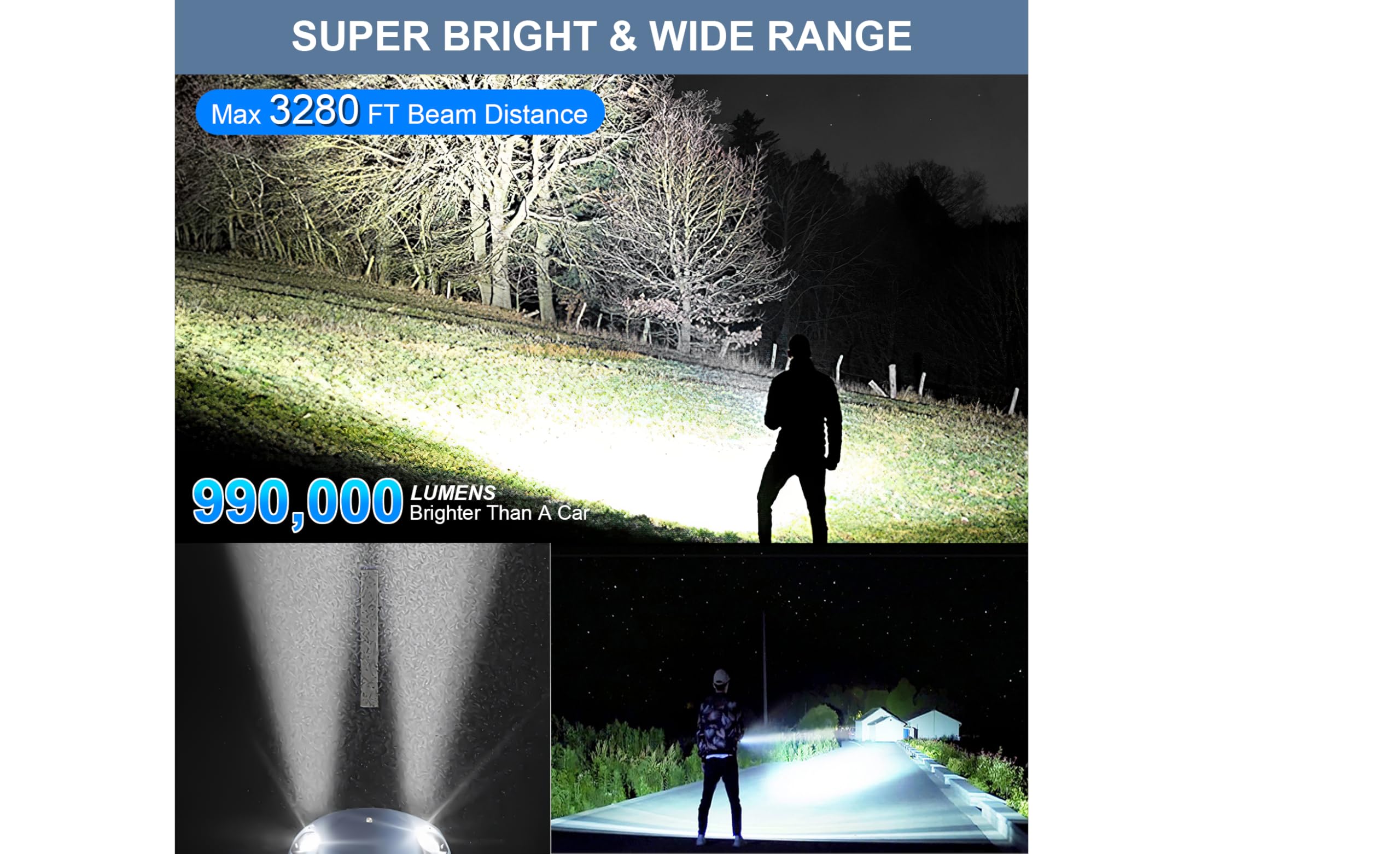 taoquwe flashlight shows USB fast charge icon for quick recharging
