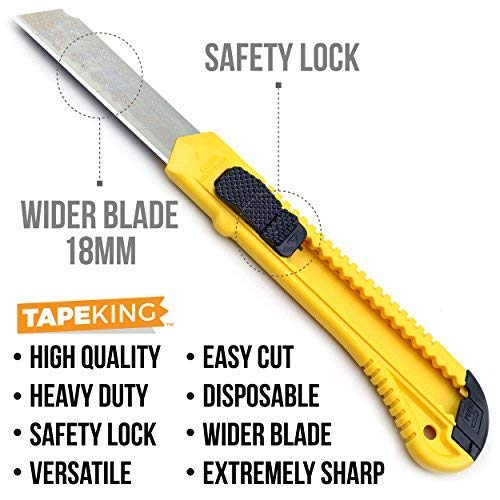  Tape King retractable box cutter with compact handle for easy use.