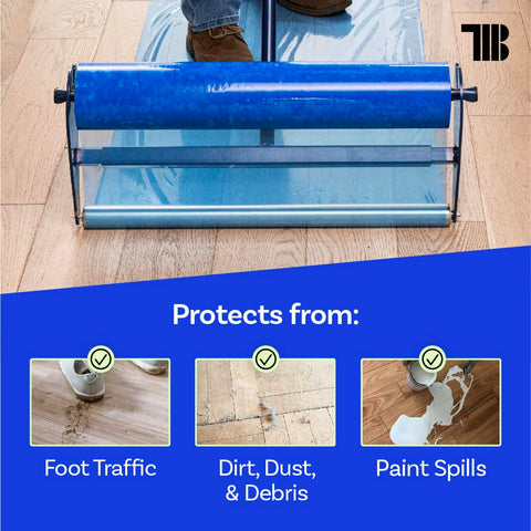 TapeManBlue American-made floor protection film emphasizes domestic materials and quality.