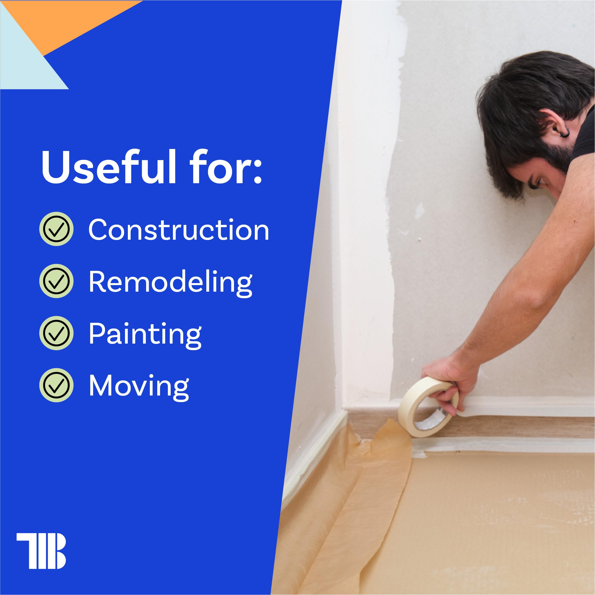 TapeManBlue covers 498 square feet per roll for efficient floor protection