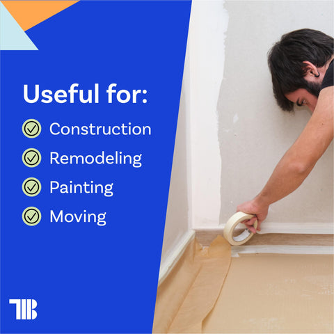 TapeManBlue covers 498 square feet per roll for efficient floor protection