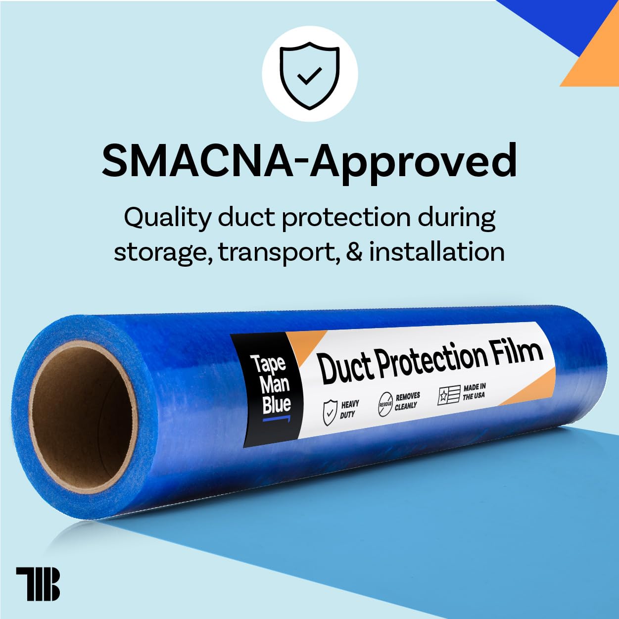 TapeManBlue protects ductwork from dirt during storage and transport.