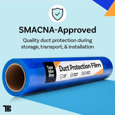 TapeManBlue protects ductwork from dirt during storage and transport.