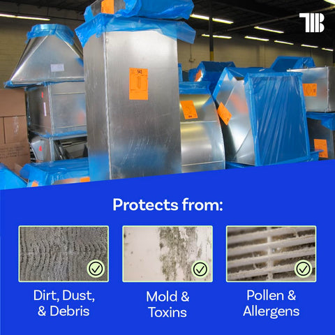 TapeManBlue film being applied to a duct for fast protection.